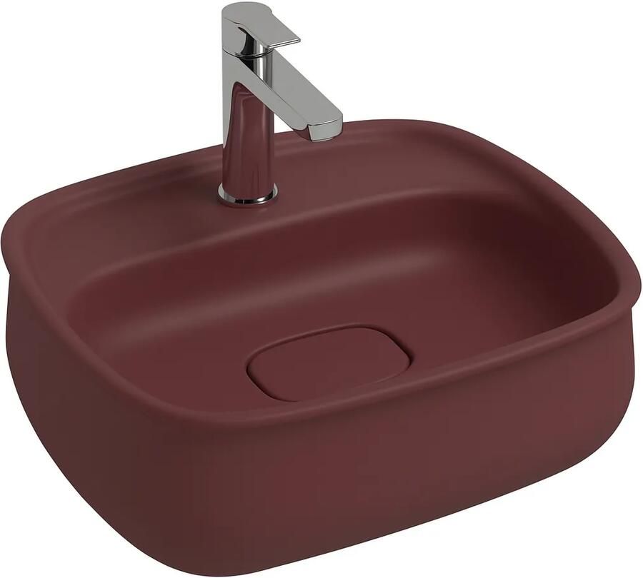 Isvea Fluido opbouw wastafel met kraangat 47cm rood