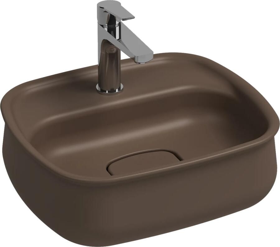 Isvea Fluido opbouw wastafel met kraangat 47cm taupe