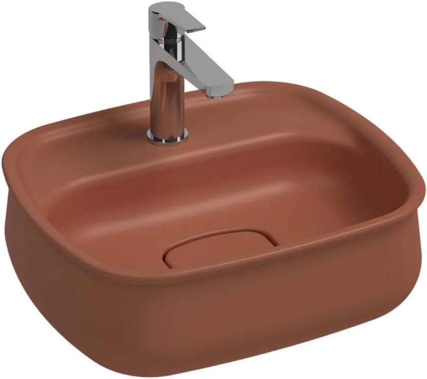 Isvea Fluido opbouw wastafel met kraangat 47cm terracotta