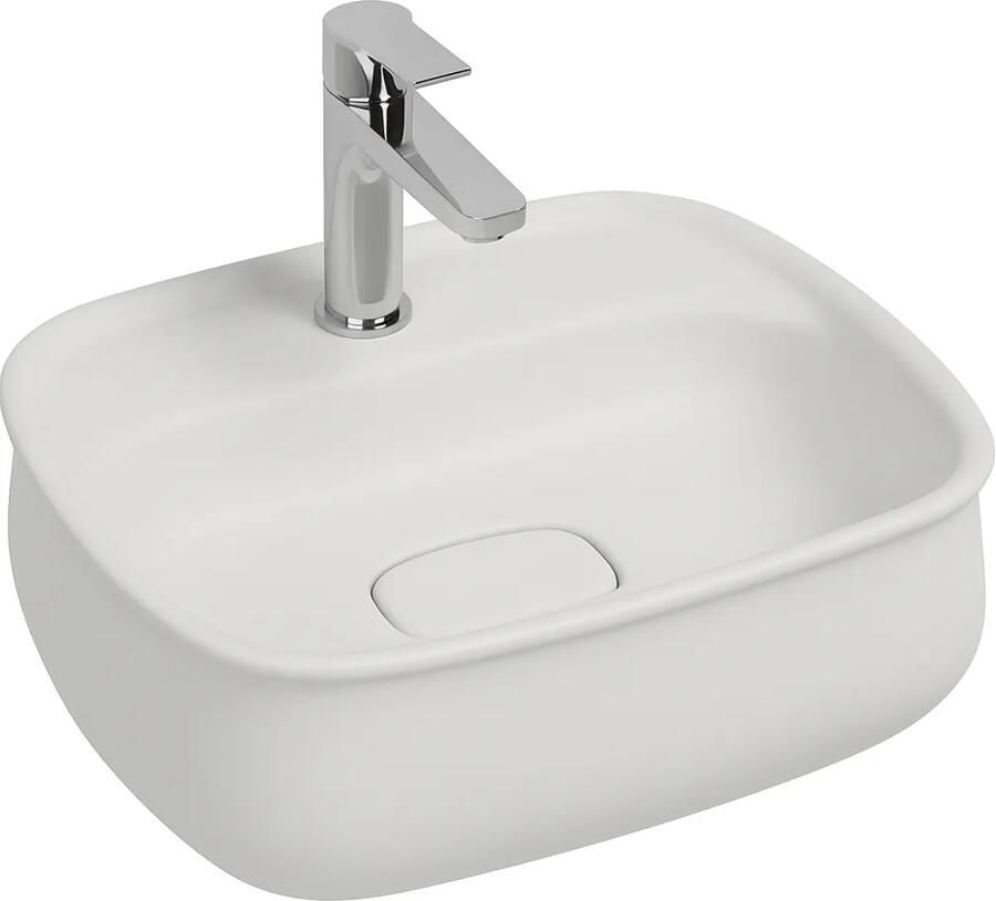 Isvea Fluido opbouw wastafel met kraangat 47cm wit mat