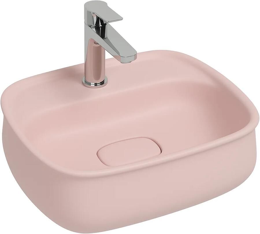 Isvea Fluido opbouw wastafel met kraangat 47cm zalm