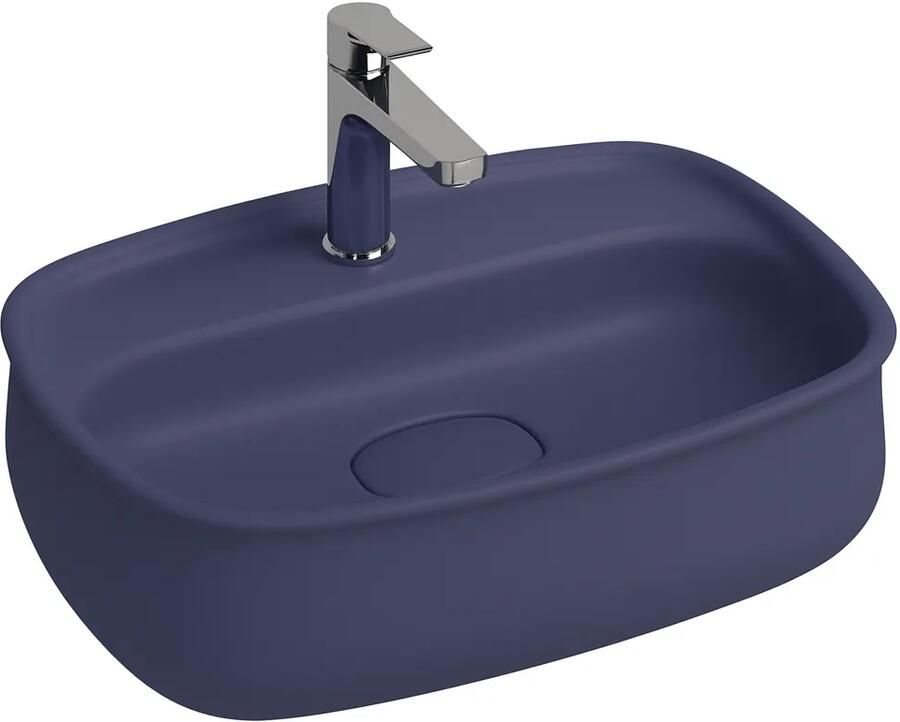 Isvea Fluido opbouw wastafel met kraangat 60cm blauw