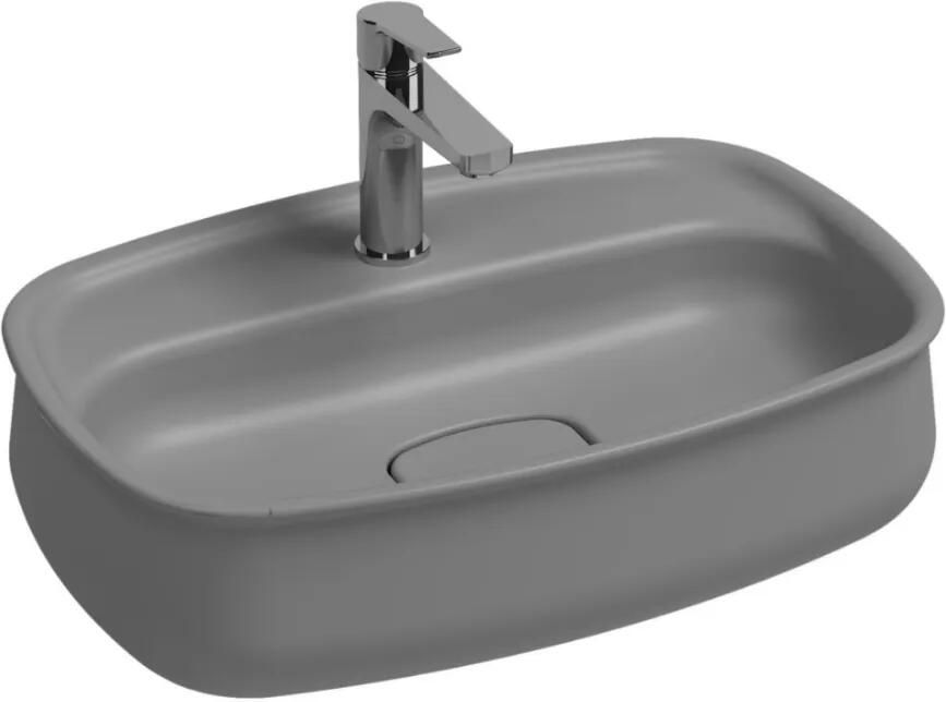 Isvea Fluido opbouw wastafel met kraangat 60cm grijs