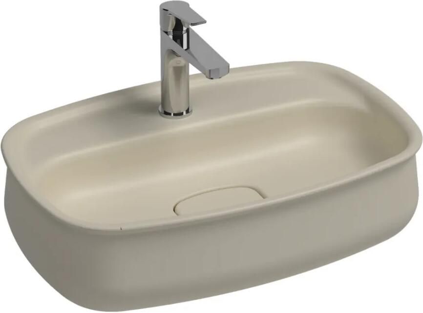 Isvea Fluido opbouw wastafel met kraangat 60cm ivoor