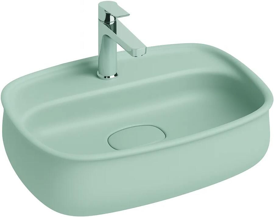 Isvea Fluido opbouw wastafel met kraangat 60cm mintgroen