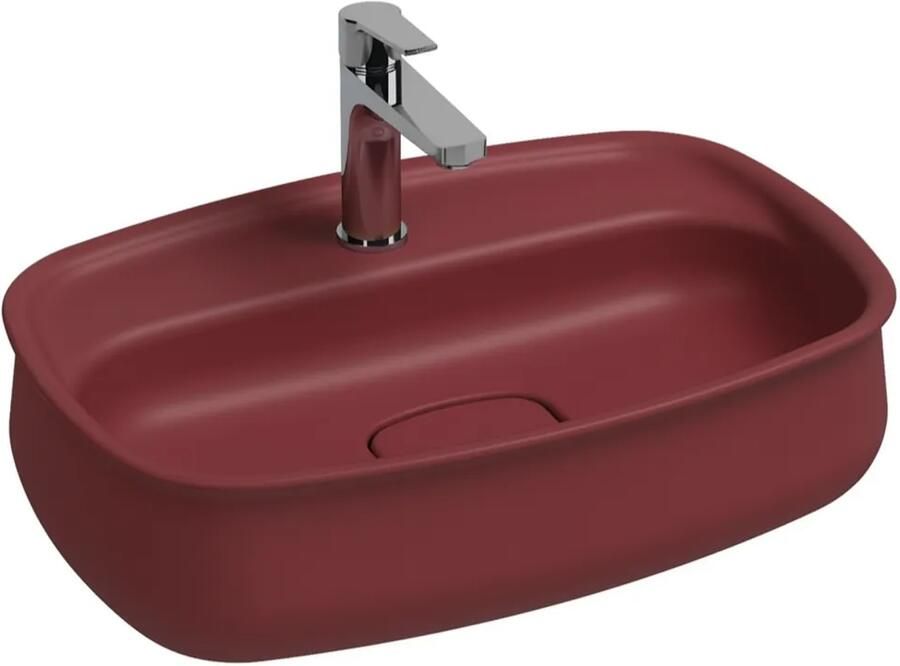 Isvea Fluido opbouw wastafel met kraangat 60cm rood