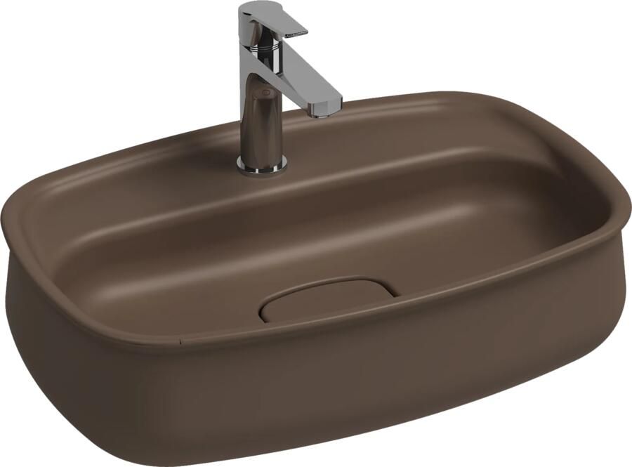 Isvea Fluido opbouw wastafel met kraangat 60cm taupe