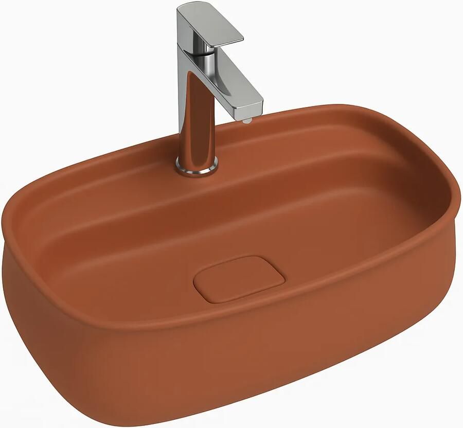 Isvea Fluido opbouw wastafel met kraangat 60cm terracotta