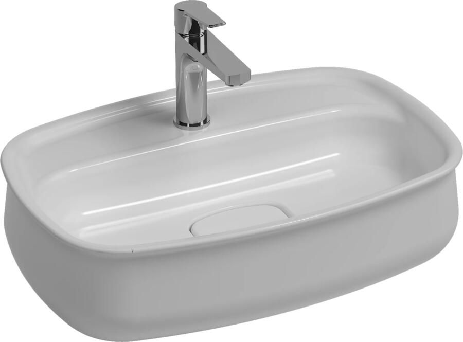 Isvea Fluido opbouw wastafel met kraangat 60cm wit glans