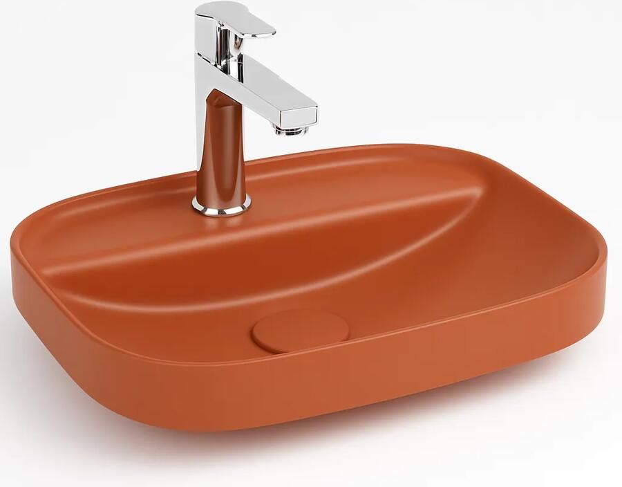 Isvea Infinity inbouwwastafel met kraangat 55x40cm terracotta