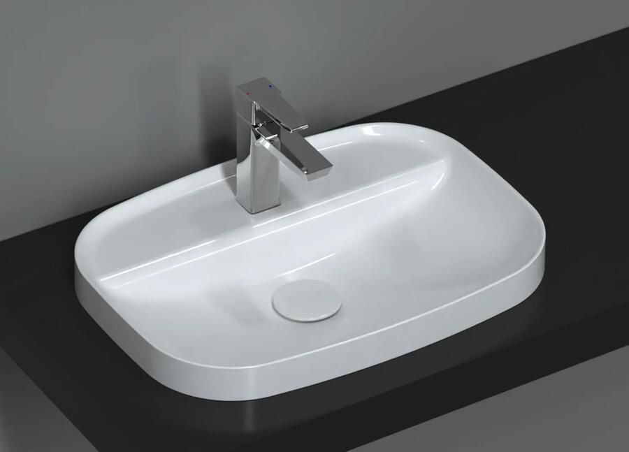 Isvea Infinity inbouwwastafel met kraangat 55x40cm wit glans