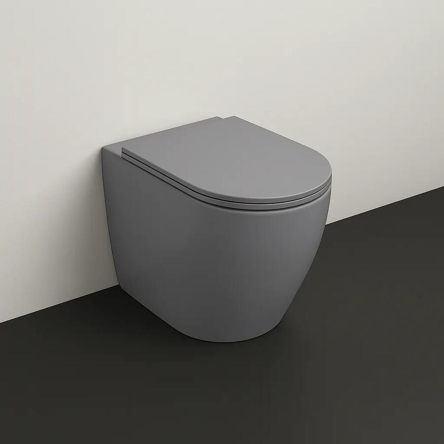 Isvea Infinity staande toiletpot randloos 36.5x52cm grijs