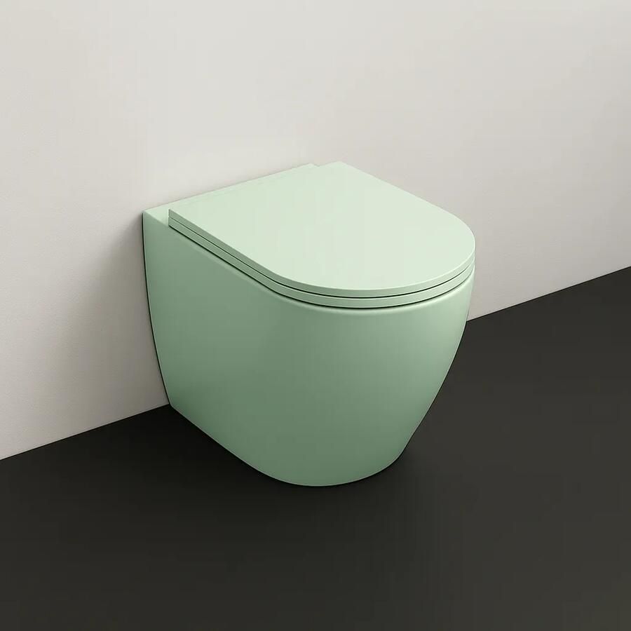 Isvea Infinity staande toiletpot randloos 36.5x52cm mintgroen