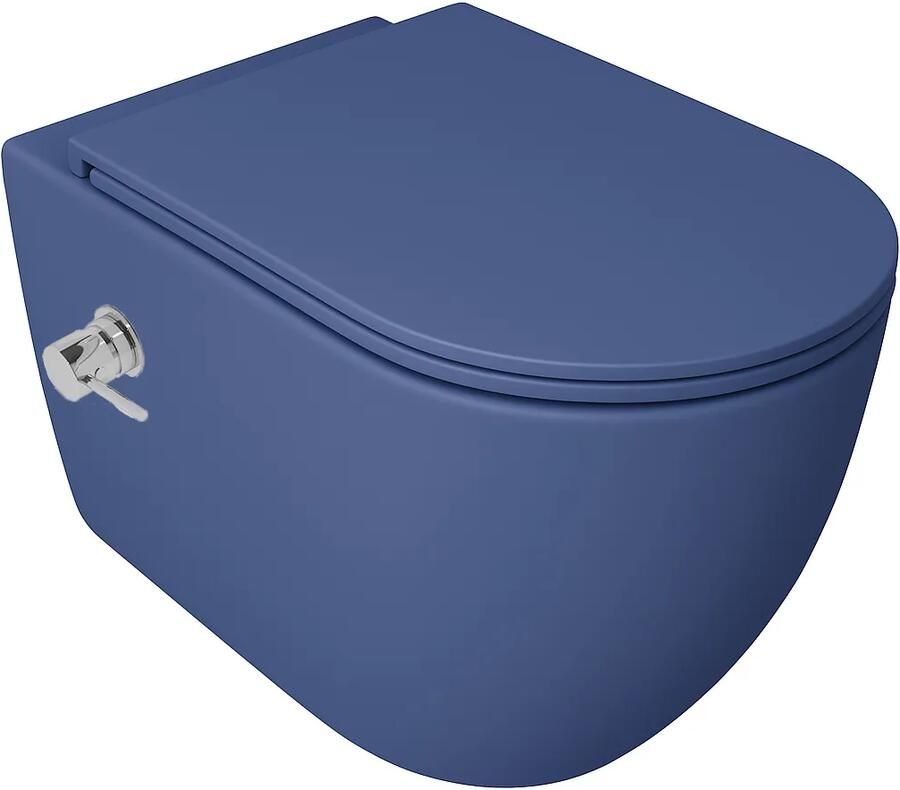 Isvea Infinity toilet met bidet warm koud en softclose zitting blauw