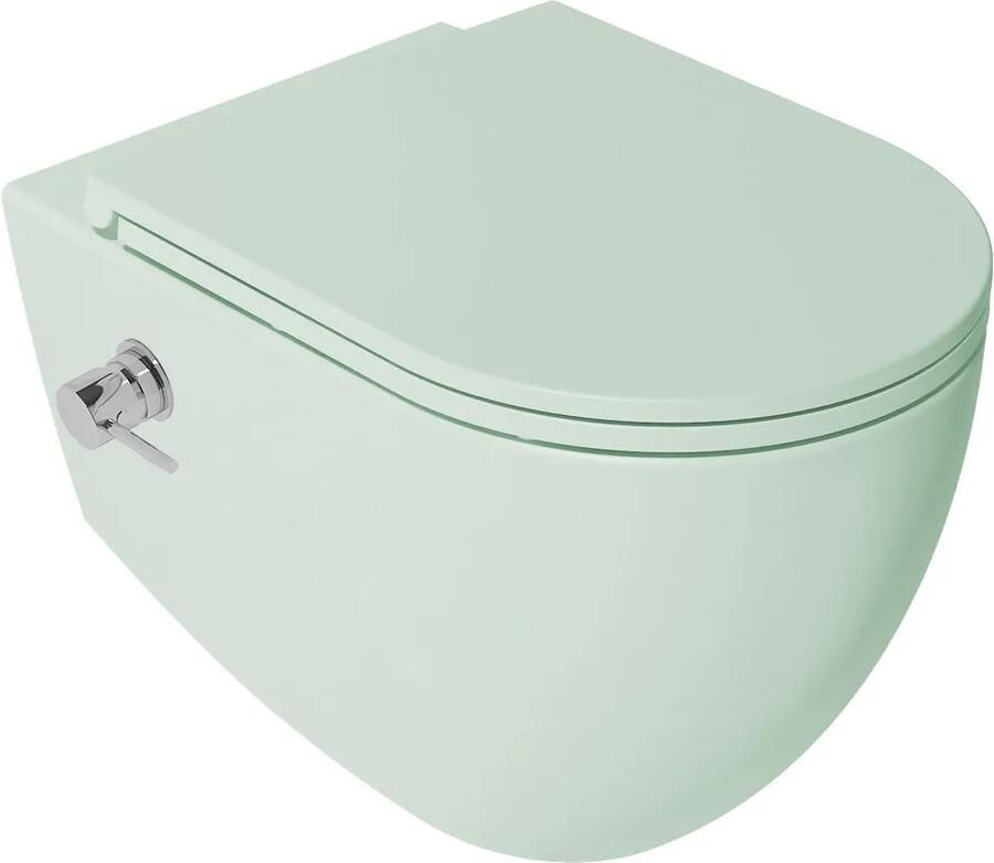 Isvea Infinity toilet met bidet warm koud en softclose zitting mintgroen