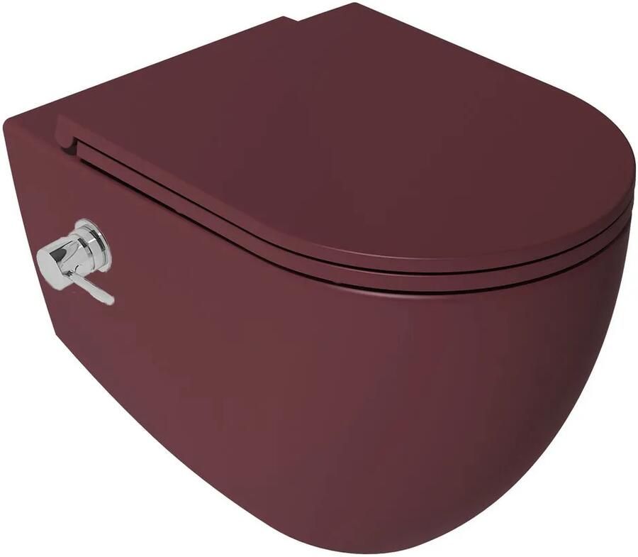 Isvea Infinity toilet met bidet warm koud en softclose zitting rood