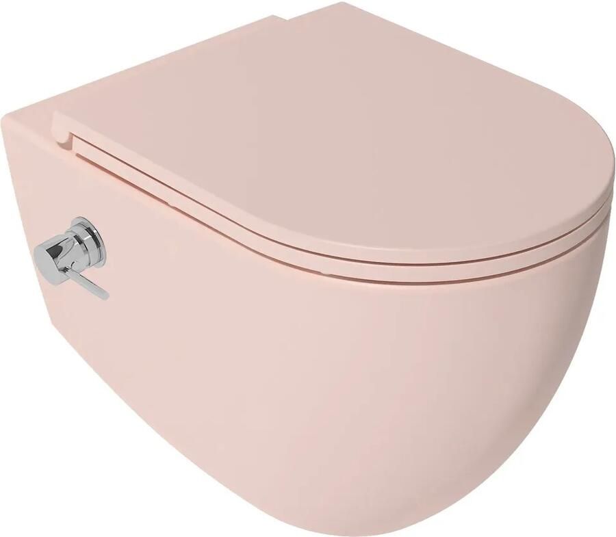 Isvea Infinity toilet met bidet warm koud en softclose zitting roze