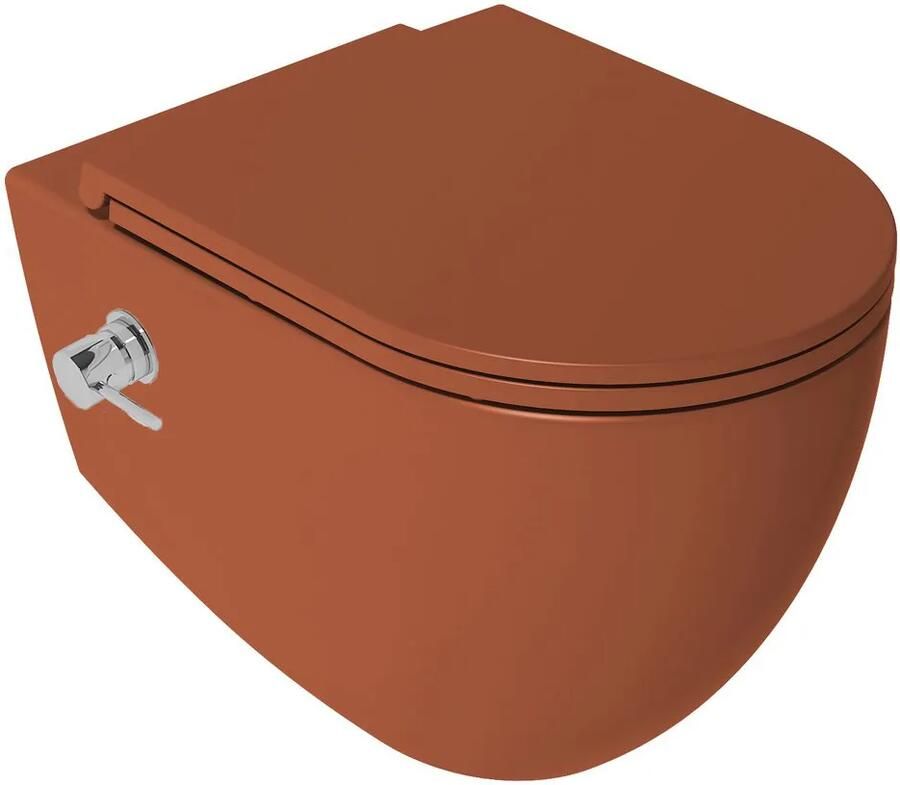 Isvea Infinity toilet met bidet warm koud en softclose zitting terracotta
