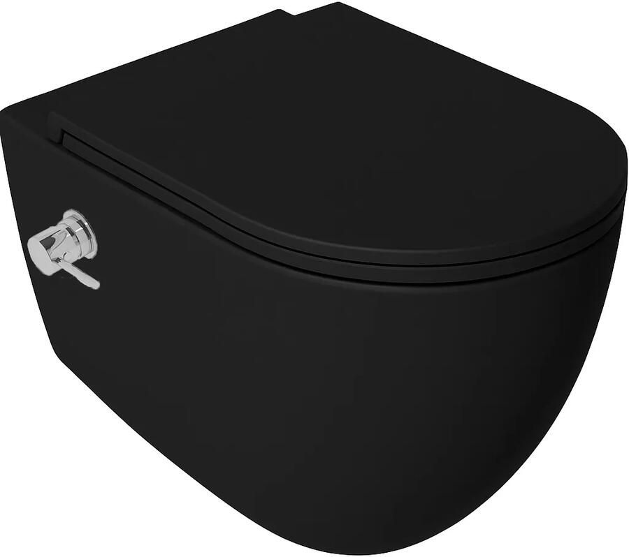 Isvea Infinity toilet met bidet warm koud en softclose zitting zwart mat
