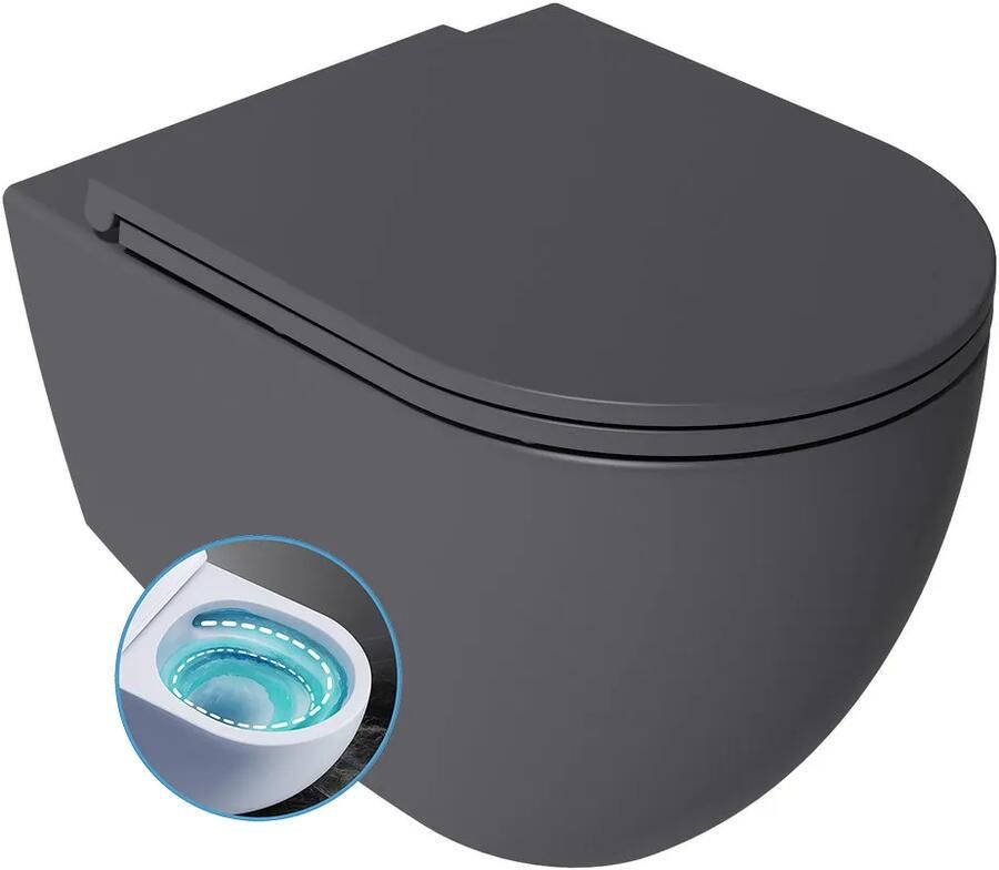 Isvea Infinity toiletpot met tornado flush met softclose zitting antraciet