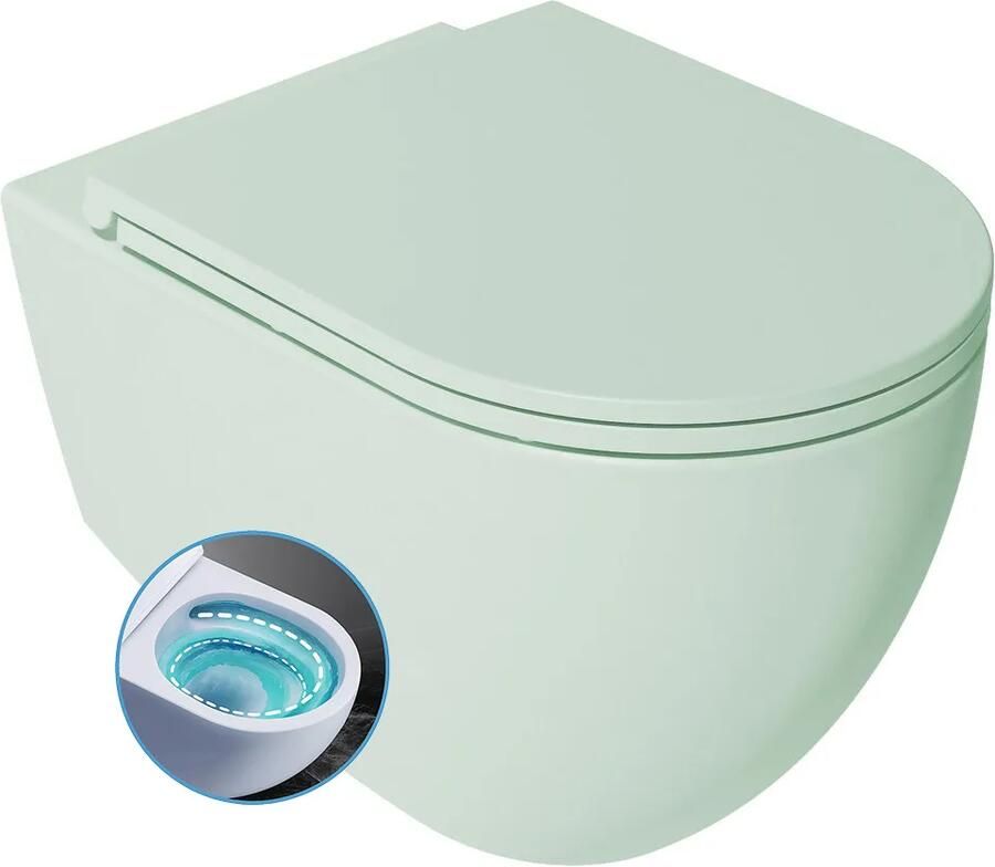 Isvea Infinity toiletpot met tornado flush met softclose zitting mintgroen