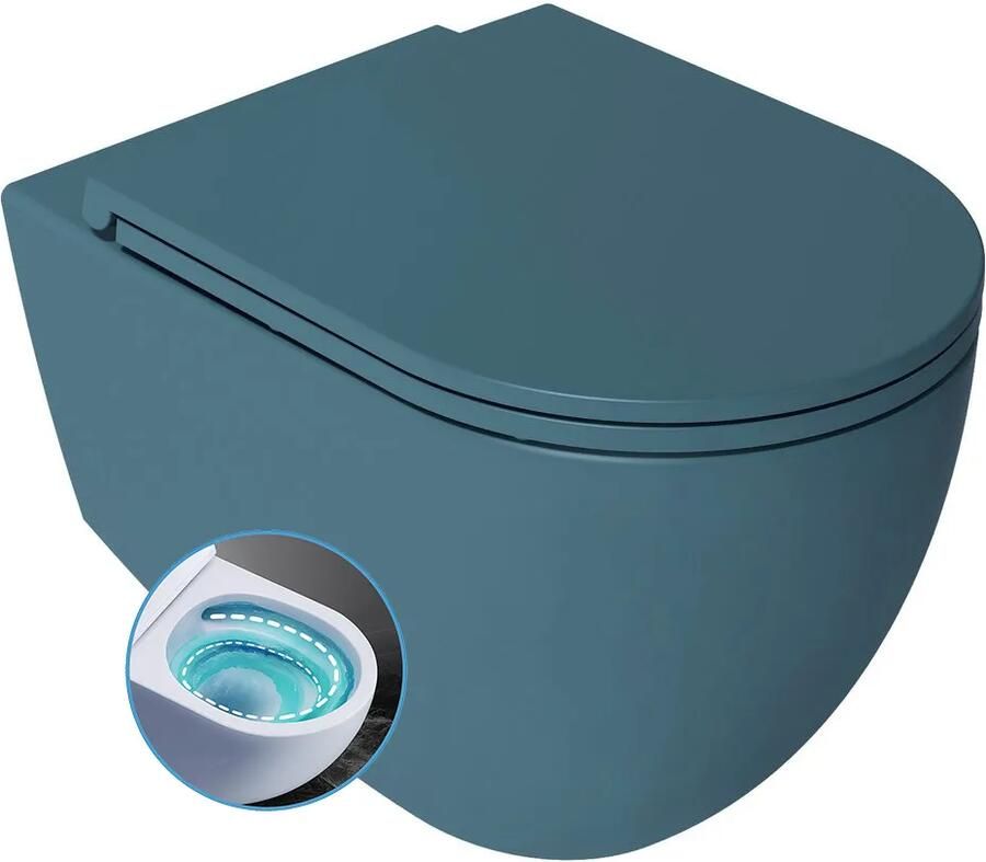 Isvea Infinity toiletpot met tornado flush met softclose zitting petrol