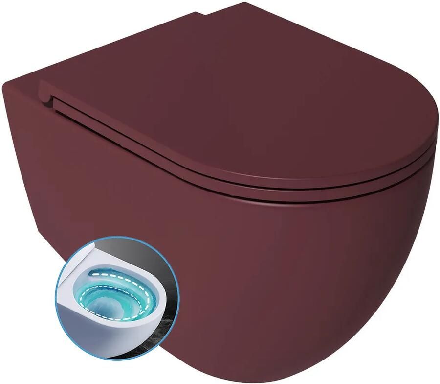 Isvea Infinity toiletpot met tornado flush met softclose zitting rood