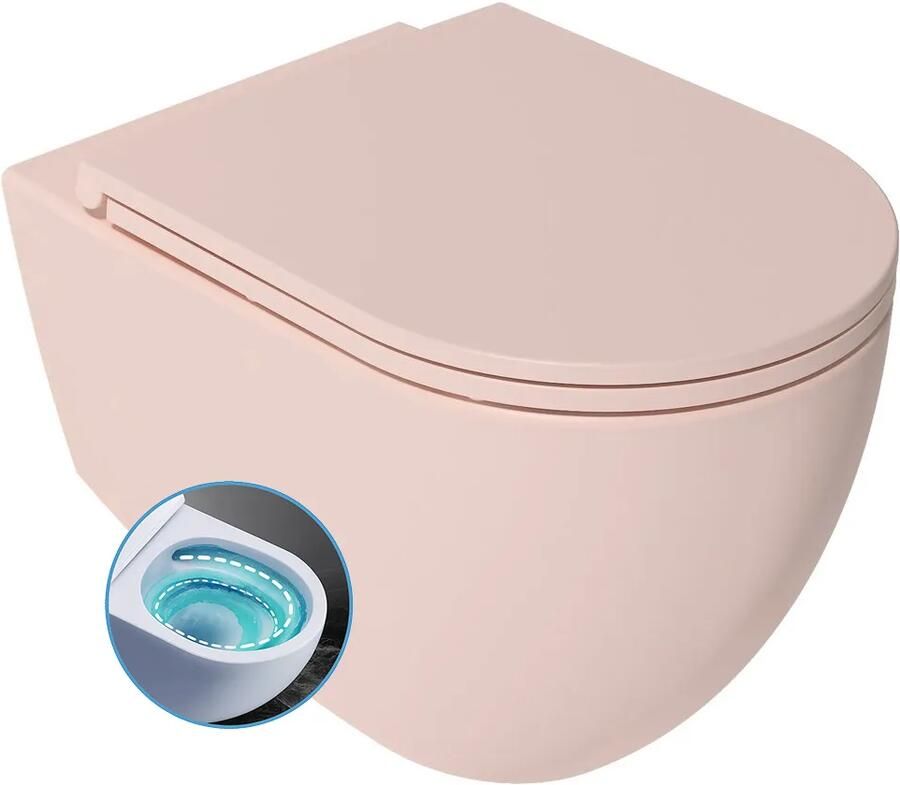 Isvea Infinity toiletpot met tornado flush met softclose zitting roze
