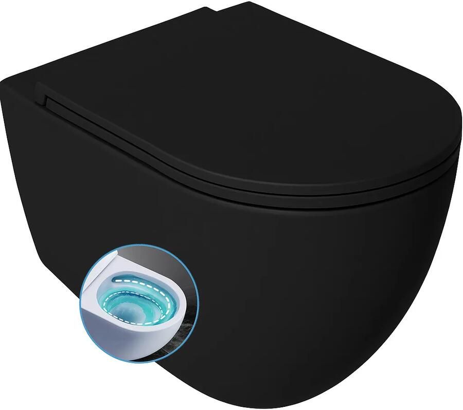Isvea Infinity toiletpot met tornado flush met softclose zitting zwart mat