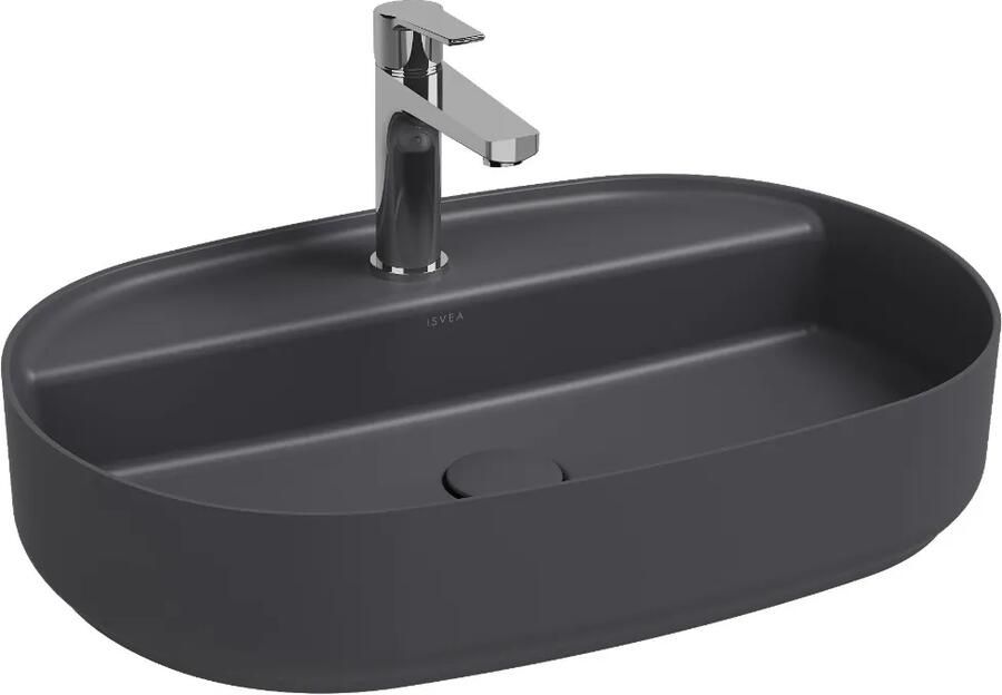 Isvea Infinity waskom 60x40cm met kraangat antraciet
