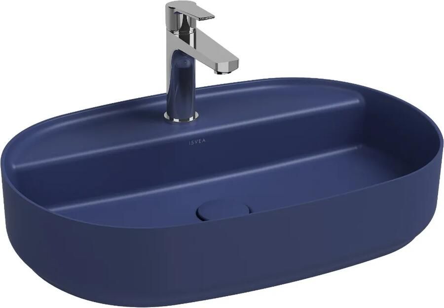 Isvea Infinity waskom 60x40cm met kraangat blauw