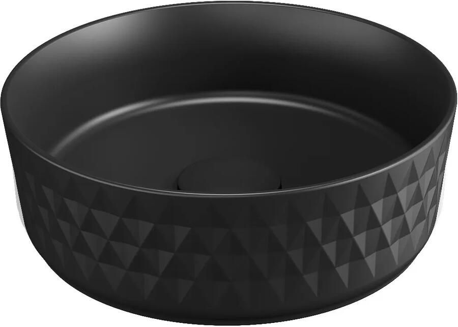 Isvea Infinity waskom rond met deco 36cm zwart mat