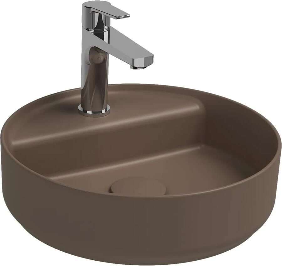 Isvea Infinity waskom rond met kraangat 42cm taupe