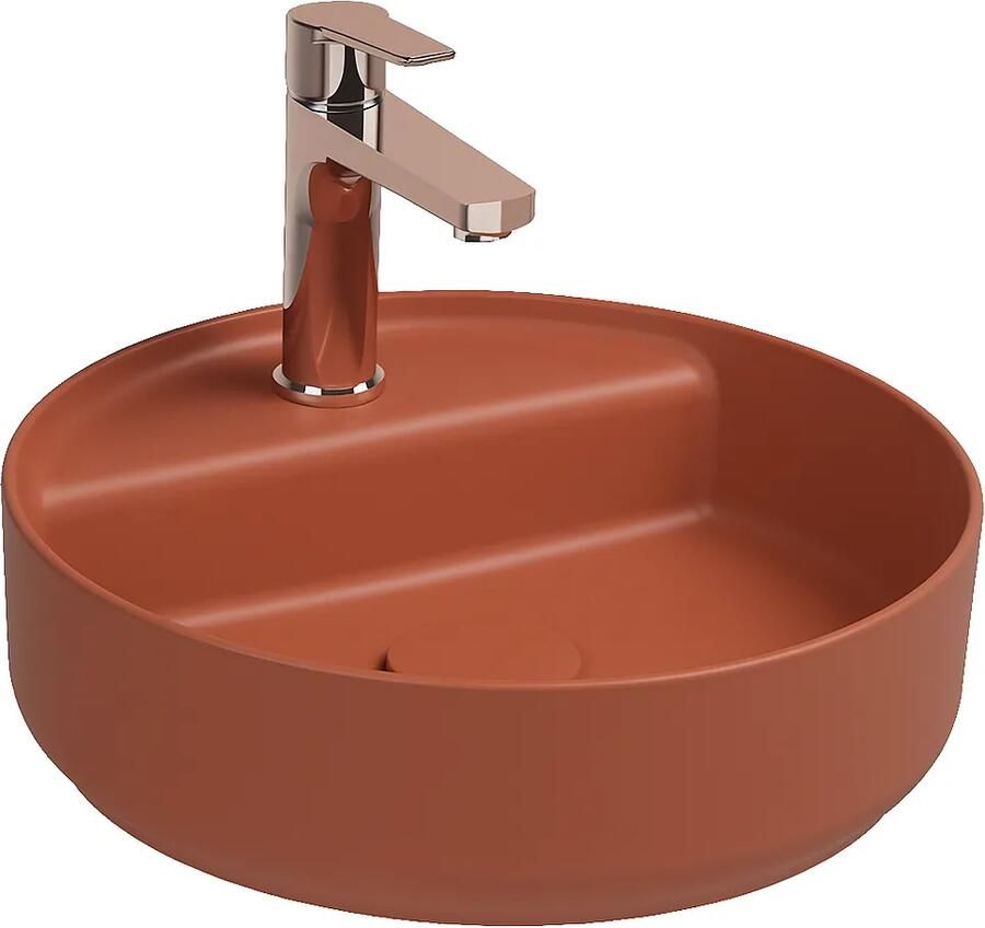 Isvea Infinity waskom rond met kraangat 42cm terracotta