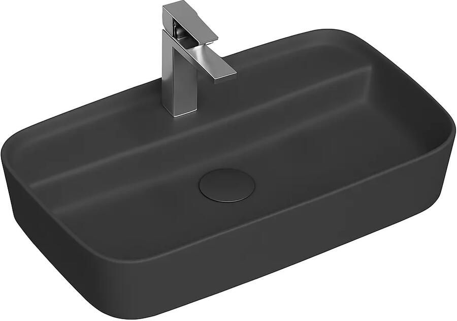 Isvea Peak opbouw wastafel met kraangat 65cm antraciet