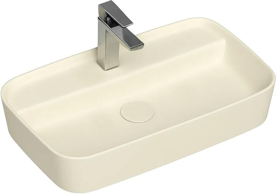 Isvea Peak opbouw wastafel met kraangat 65cm ivoor