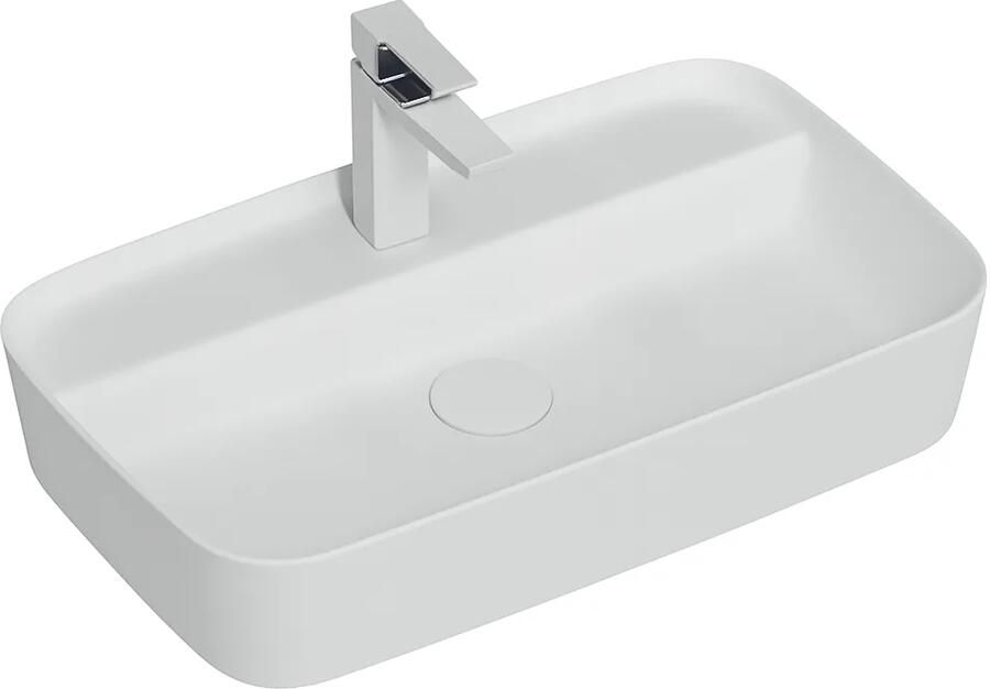 Isvea Peak opbouw wastafel met kraangat 65cm wit mat