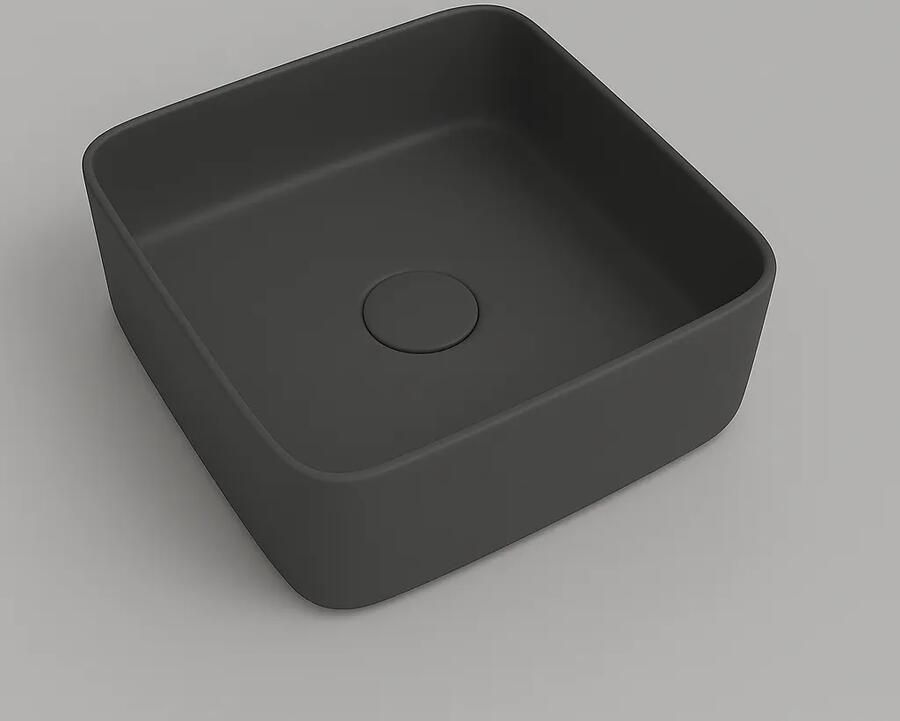Isvea Peak opbouw wastafel vierkant 40cm antraciet