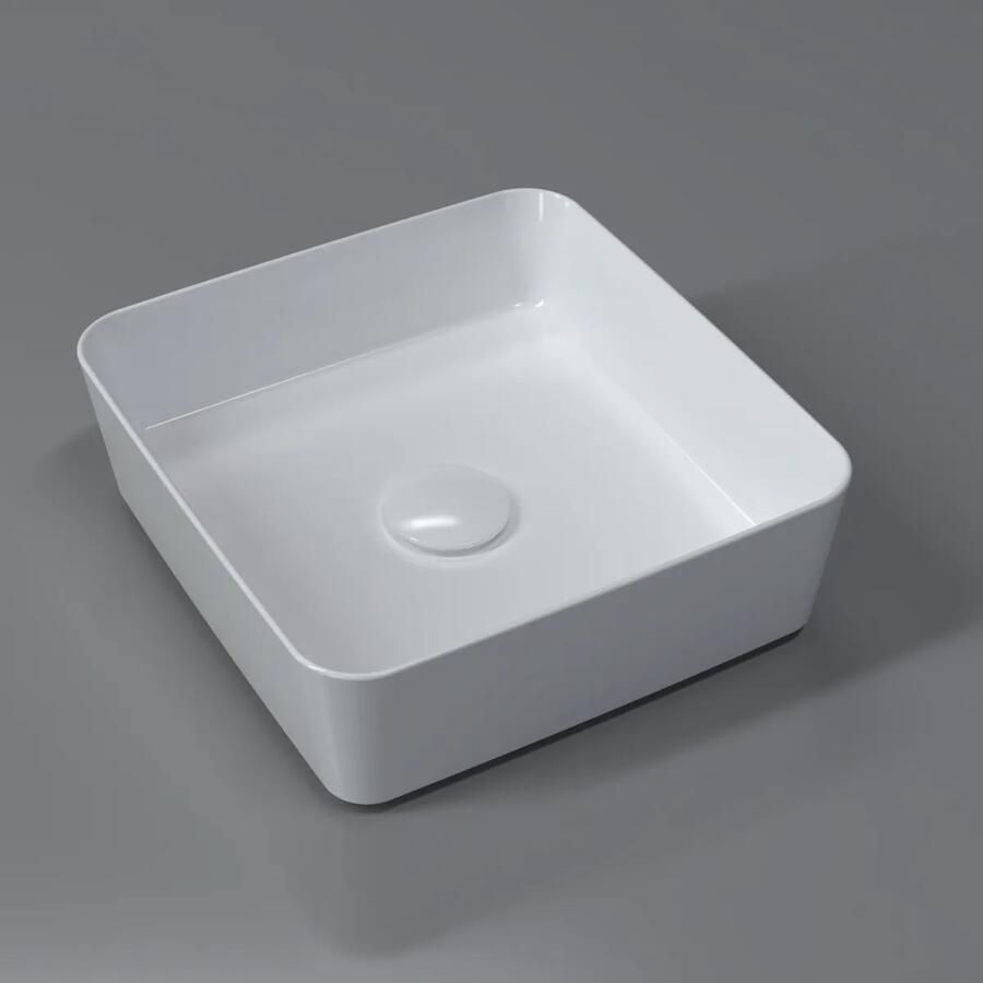 Isvea Peak opbouw wastafel vierkant 40cm wit glans