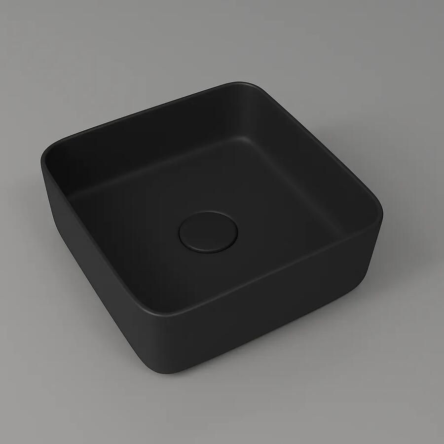 Isvea Peak opbouw wastafel vierkant 40cm zwart mat