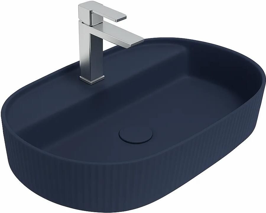 Isvea Sintesi waskom met ribbel en kraangat 60cm blauw