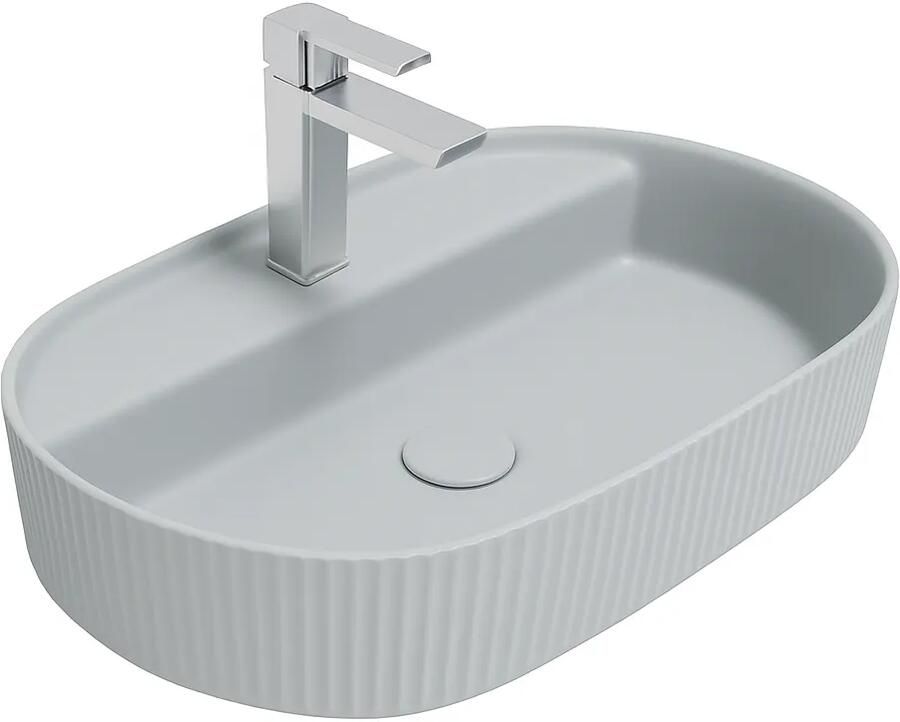 Isvea Sintesi waskom met ribbel en kraangat 60cm grijs