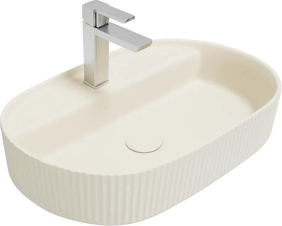 Isvea Sintesi waskom met ribbel en kraangat 60cm ivoor