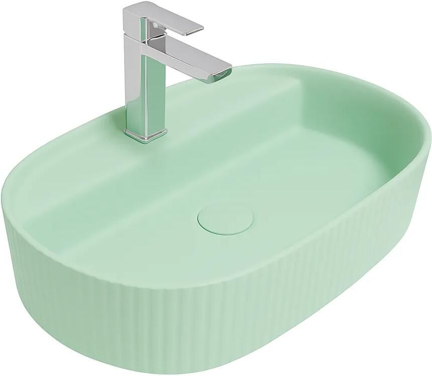 Isvea Sintesi waskom met ribbel en kraangat 60cm mintgroen