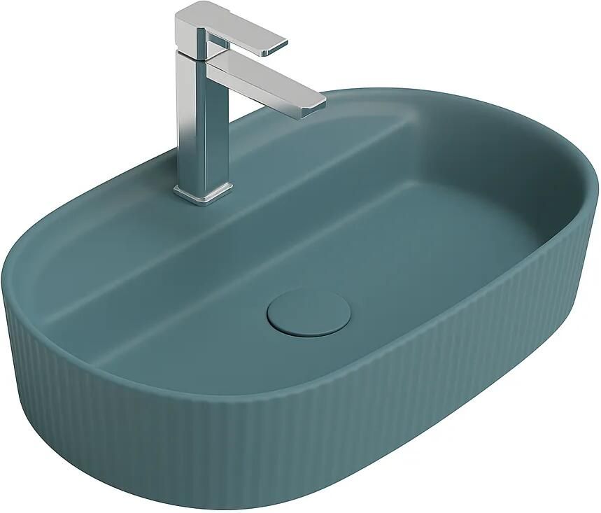 Isvea Sintesi waskom met ribbel en kraangat 60cm petrol