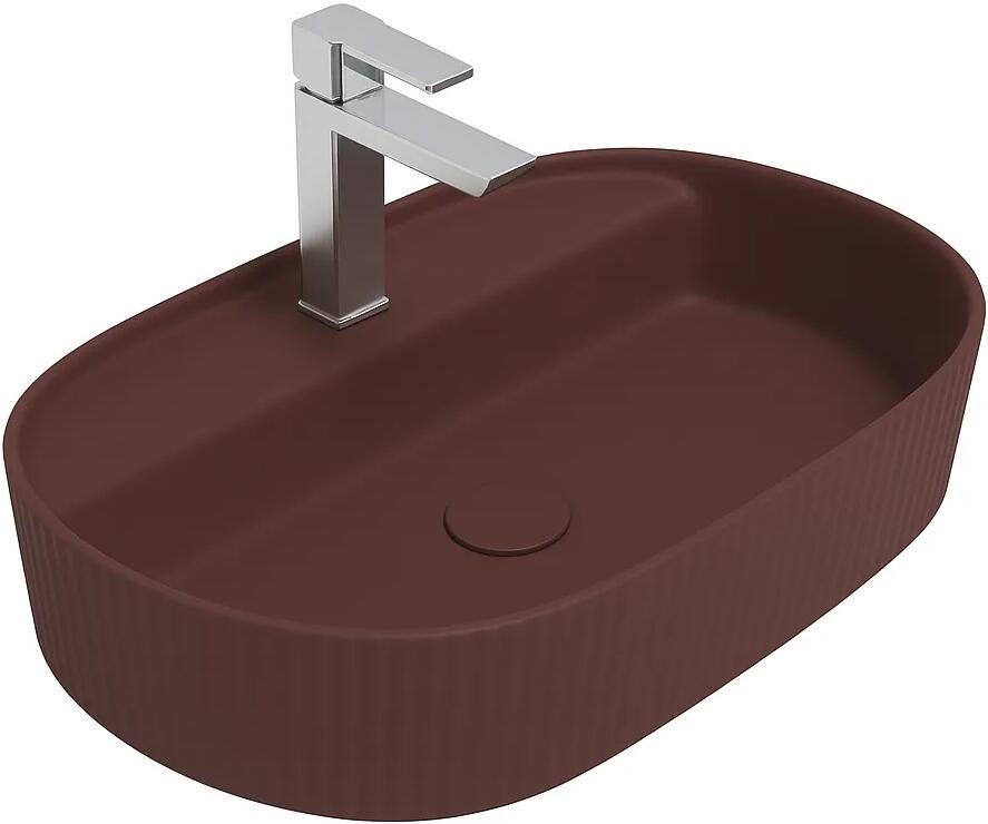 Isvea Sintesi waskom met ribbel en kraangat 60cm rood