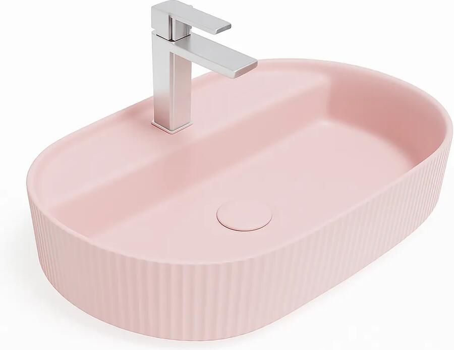 Isvea Sintesi waskom met ribbel en kraangat 60cm roze