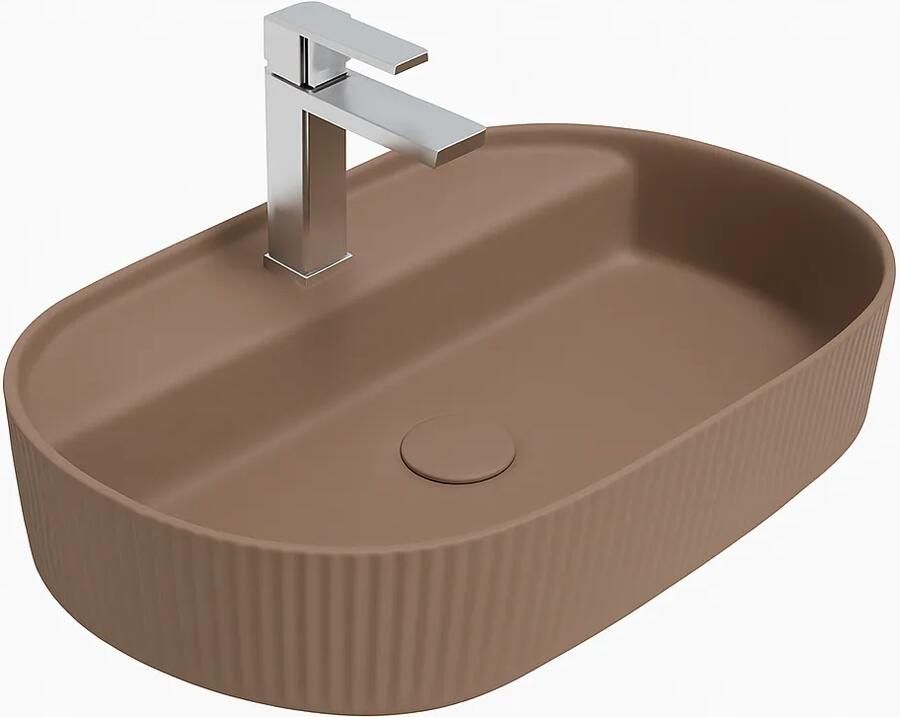 Isvea Sintesi waskom met ribbel en kraangat 60cm taupe