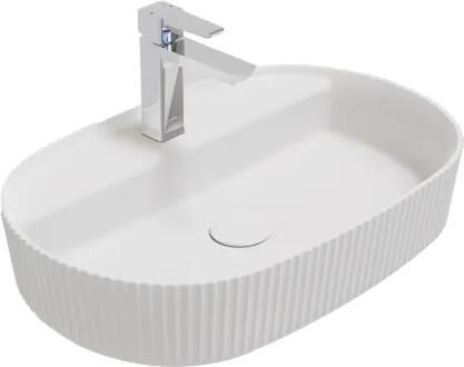 Isvea Sintesi waskom met ribbel en kraangat 60cm wit mat