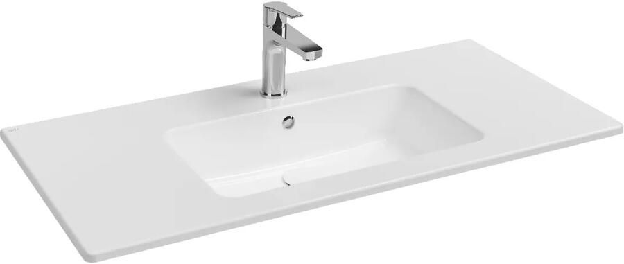 Isvea Sistema T inbouw wastafel met kraangat 100cm wit glans